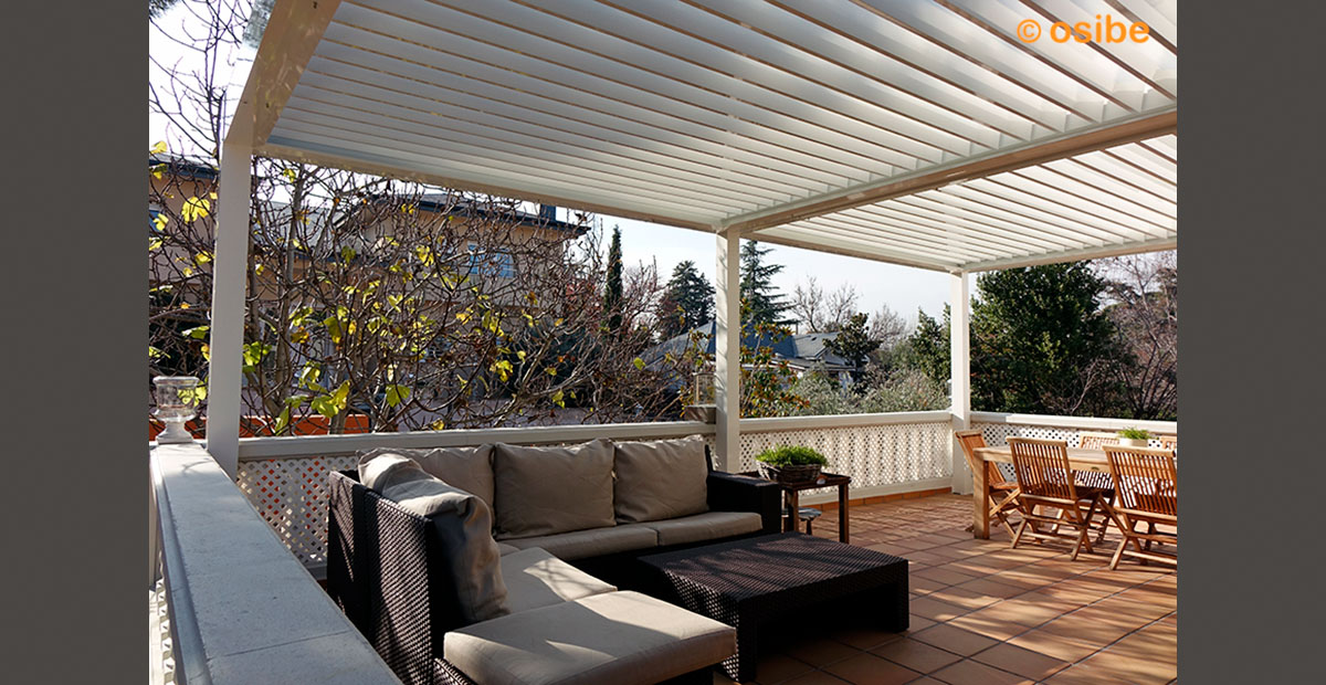 Pérgola Bioclimática Osibe de Lamas orientables  Creando un Nuevo Espacio Protegido del Sol la Lluvia y Perfectamente Ventilado en Terraza 