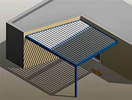 pergola bioclimatica de lamas de aluminio con forma de trapecio